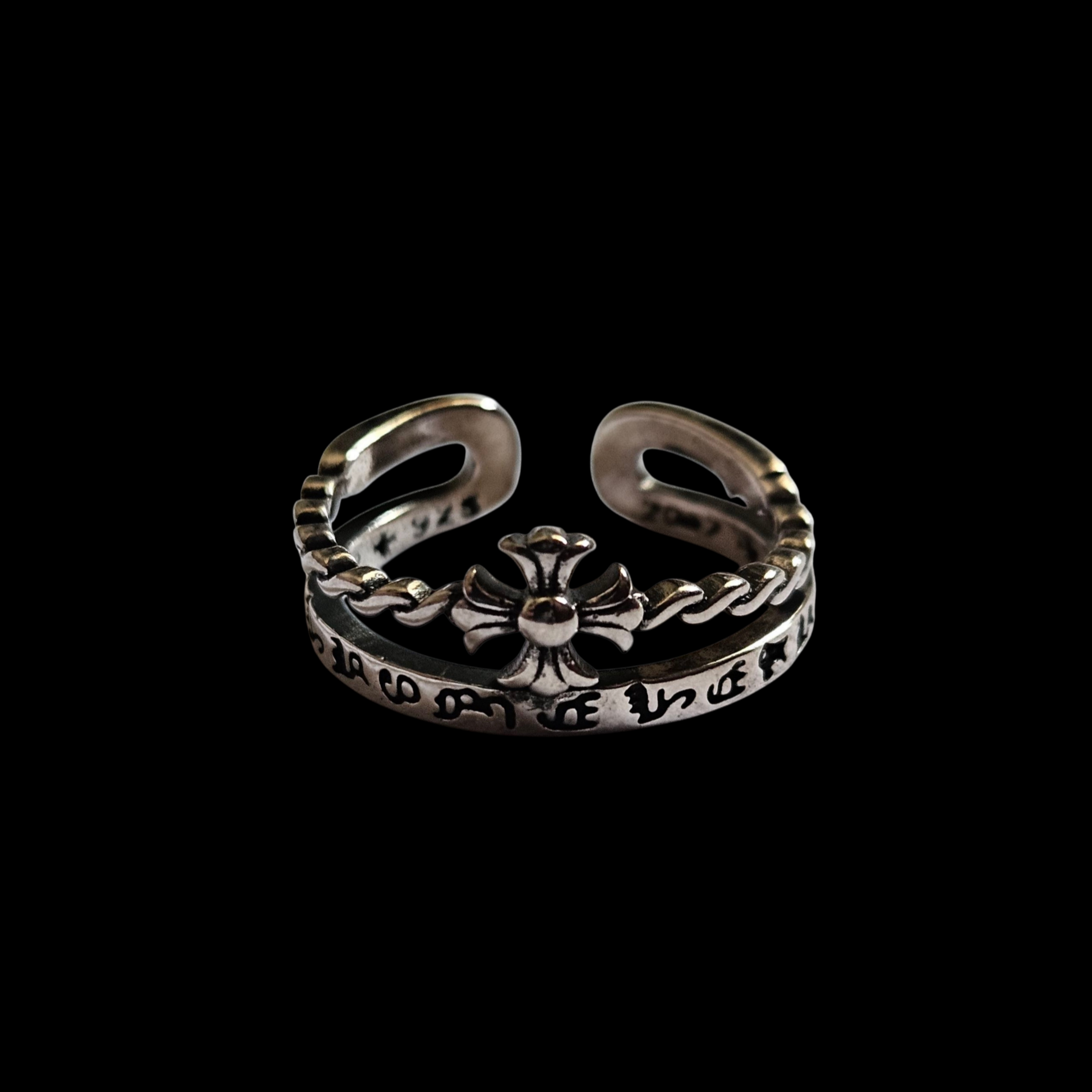 アクセサリー Chrome Hearts Ring Chrome-Heart-Ring-Cross-Flower